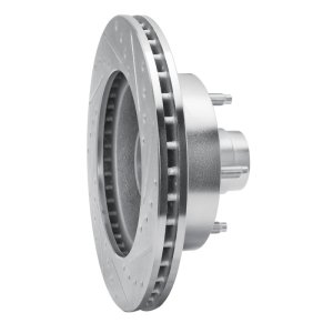 Ford E-150 Econoline Club Wagon Brake Rotor (1) - Front Left - R1 Concepts - Drilled & Slotted - Silver - `94-`01